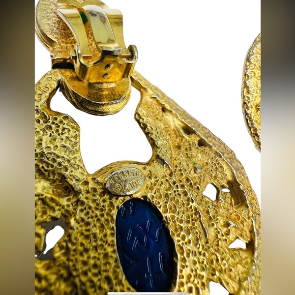 Kenneth Jay Lane Gripoix and Scarab Statement Earrings - Picture 8 of 8